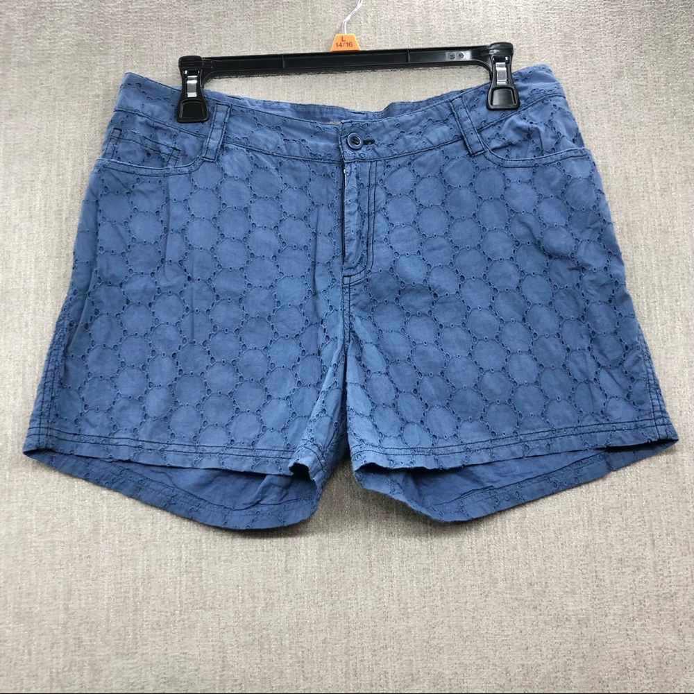 Prana Womens Blue Cotton Eyelet Shorts Size 6